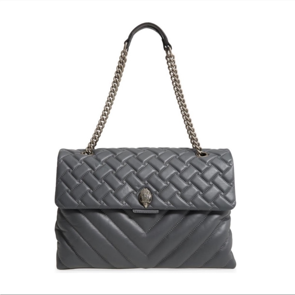 Kurt Geiger London XXL Kensington Quilted Leather Shoulder Bag in Grey